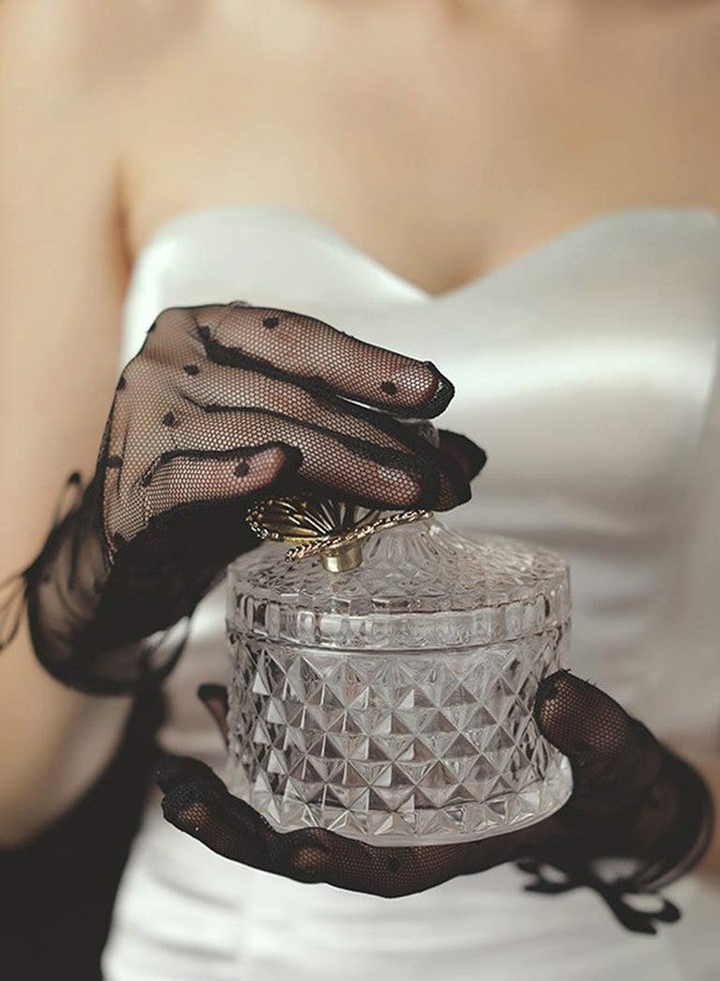 QRBTSCL Short Black Lace Gloves Tea Party Gloves Costumes Glove for Wedding Dinner Party - Image 2